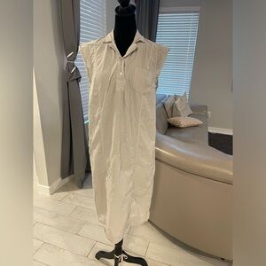 Stateside sleeveless cotton quarter button midi dress XS